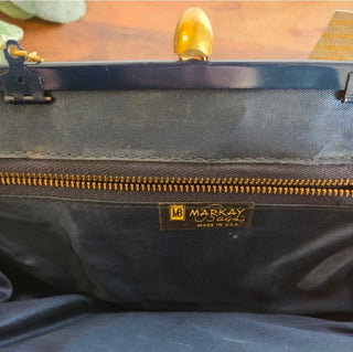 Vtg MCM Navy Markay Purse