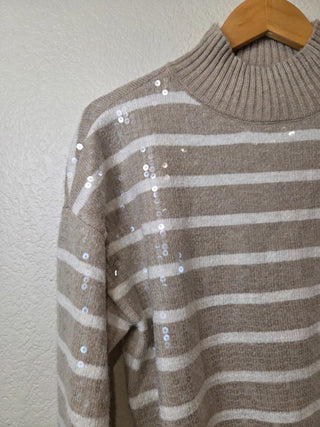 NEW! On 34th striped sequin mock neck sweater - NWT RSV|158479