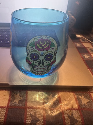 Skull Day of the Dead 15 Oz wine glass #47 VV MTS