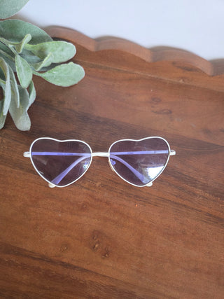 White Metal Heart Shaped Sunglasses