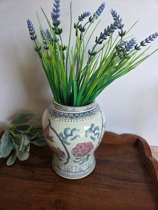 Vtg Chinoiserie Porcelain Vase
