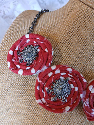 Rolled Fabric Floral Necklace 2