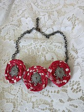 Rolled Fabric Floral Necklace 2