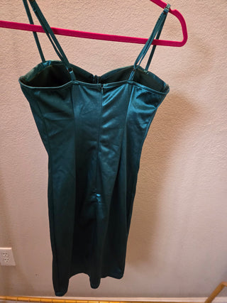 Emerald Green Satin Prom Dress (XS)