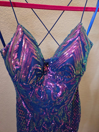 Iridescent Purple Sequin Prom Dress (XS)
