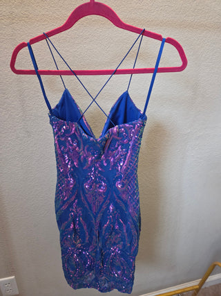 Iridescent Purple Sequin Prom Dress (XS)
