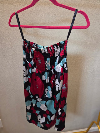 Vintage Satin Floral Tube Dress (XS)