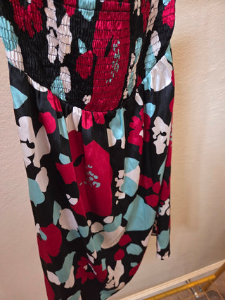 Vintage Satin Floral Tube Dress (XS)