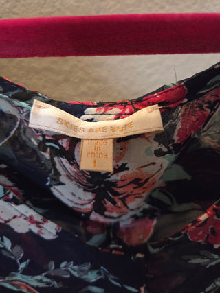 Floral Sheer Navy Blouse (L)