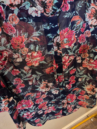 Floral Sheer Navy Blouse (L)
