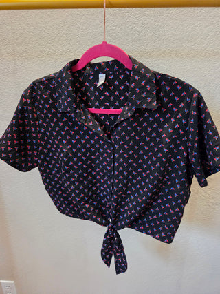 AA Black Cropped Button Shirt (M/L)