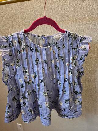Pilcro Lilac Floral Cropped Shirt (XS)