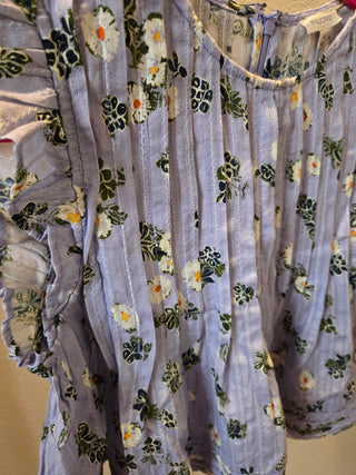 Pilcro Lilac Floral Cropped Shirt (XS)