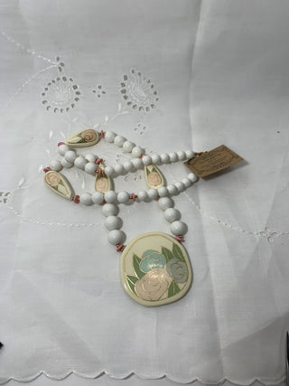 Necklace - White Rose Medallion RSV