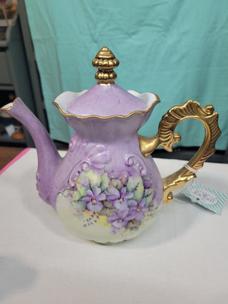 5-Pc Purple & Gold Tea Pot, Sugar & Creamer RCD|81950