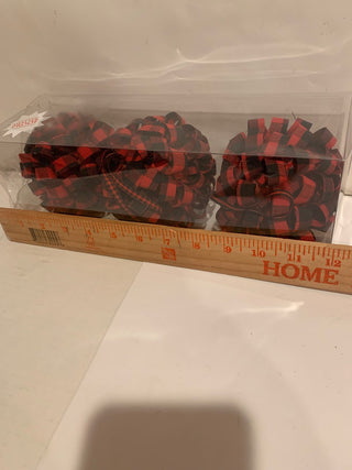 Red&Black Plaid ribbon ornaments pk/3 MTS|133958