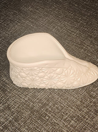 AY Vtg Fenton Milk Glass Baby Shoe RSV