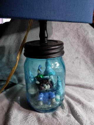 Jar lamp with glowing mushrooms inside Rsv