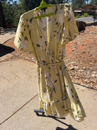 RACHEL Rachel Roy yellow floral wrap midi dress 2X