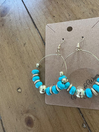 Gold hoop w/Turquoise Earrings MTS|70945