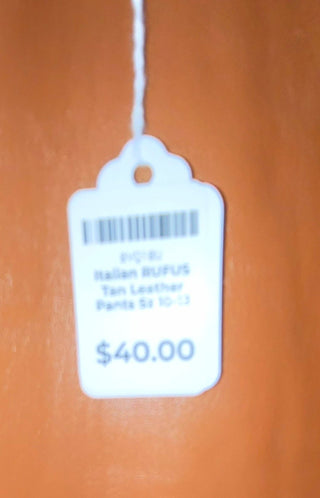 Italian RUFUS Brown Leather Pants Sz 10-12 MTS|125483