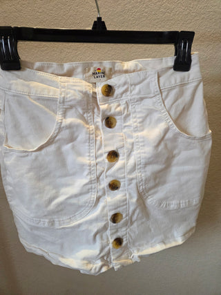 Marine Layer White Button Mini-Skirt (4)