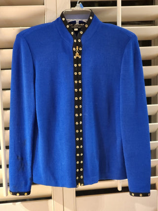 St John Collection Blue Knit Mock Neck Sweater RSV