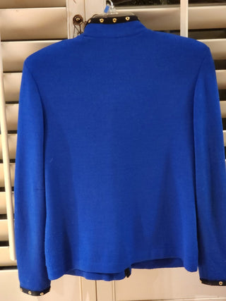 St John Collection Blue Knit Mock Neck Sweater RSV