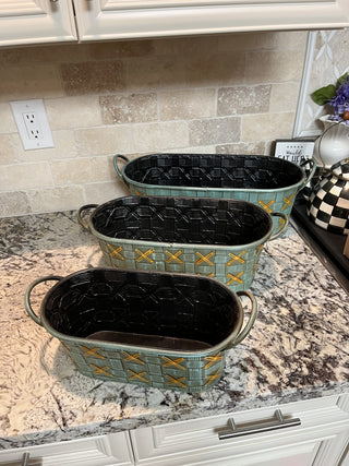 3 Piece Green Nesting Planters with Handles RCD|71290