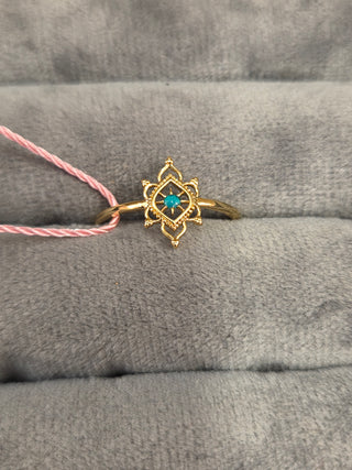 Gold Lotus Geometric Ring