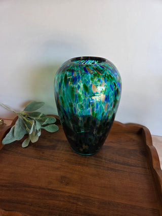 Teal Blue Handblown Glass Vase