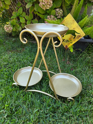 Gold Metal 3 Pot Plant Stand