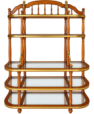 Vtg Wooden & Brass Etagere