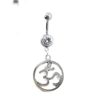 Silver Om symbol Belly Ring|53727