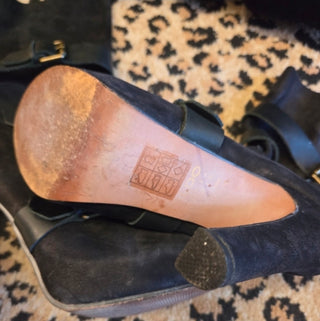 ALDO Black Leather Buckle Boots (Size 8.5)