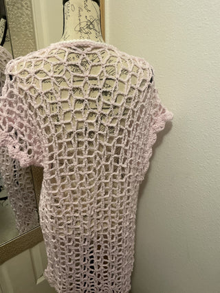Pink Hand Crochet Summer Cardigan -RSV|96655