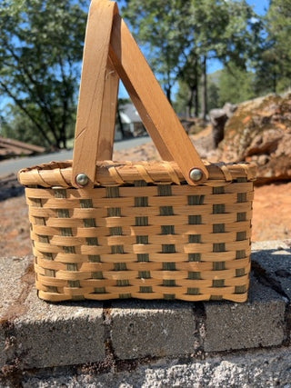 handcrafted basket wooden swinging handles