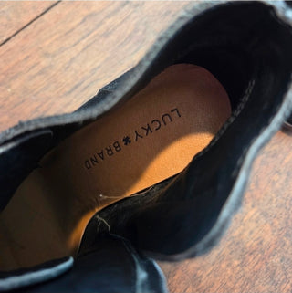 Lucky Black Suede Booties (Size 6.5)