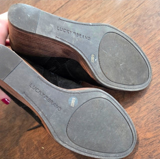 Lucky Black Suede Booties (Size 6.5)