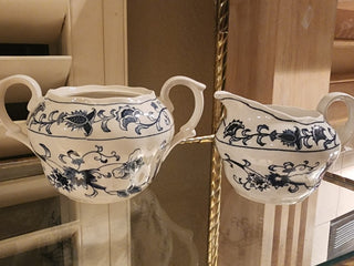 Creamer & Sugar Bowl Ming Tree Blue/ White as is RSV|66263