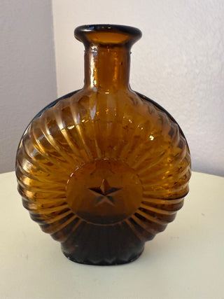 Vintage whiskey flask Amber glass  RCD