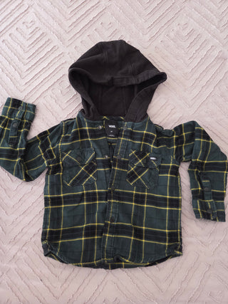 Green Flannel Hooded Van's Shirt- 2T