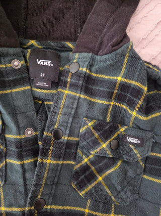 Green Flannel Hooded Van's Shirt- 2T