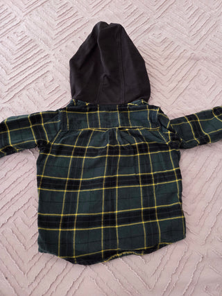 Green Flannel Hooded Van's Shirt- 2T