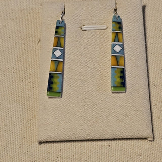 .925 inlaid  mosaic dangle earrings|89632