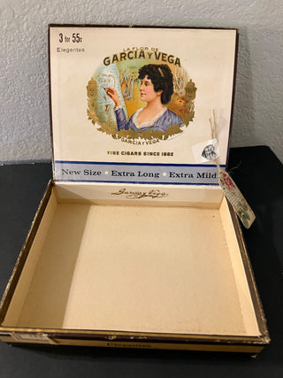 vintage Garcia y Vega cigar box, a collectible brand established in 1882.  Rcd