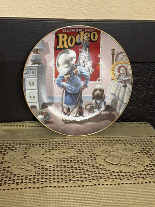 Vintage Collectible Plate -Ropin In A Dream -Cowgirl with a dog- RCD