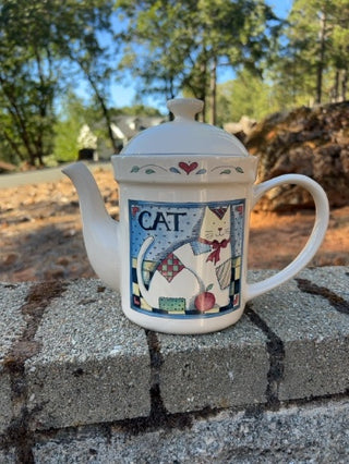 Vintage Susan Winget Cat Teapot Patchwork Quilt Country