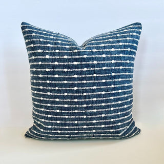 22x22 navy dotted stripe pillow RSV
