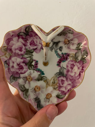 Heart shaped floral trinket dish